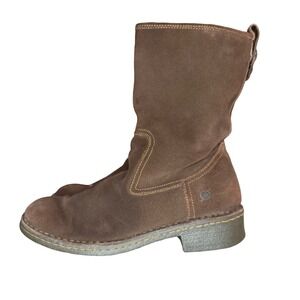Born Audie Brown‎ Suede Leather Mid Calf Riding Boots Women's Size 9 EU 40.5